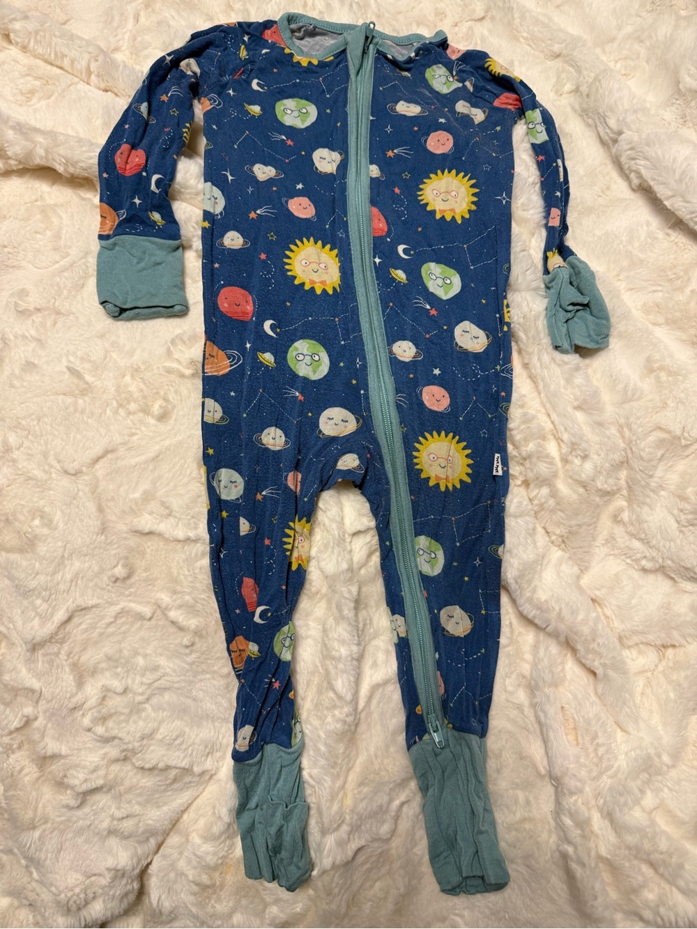 Little Sleepies Original Space print Footed One-Piece